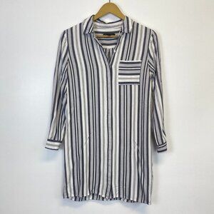 Banana Republic Striped Button Down Shirt Tunic Dress